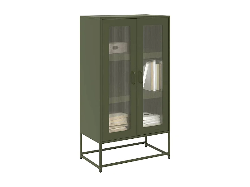 Buffet | Bahut | Meuble de rangement haut vert olive 68x39x123 cm acier
