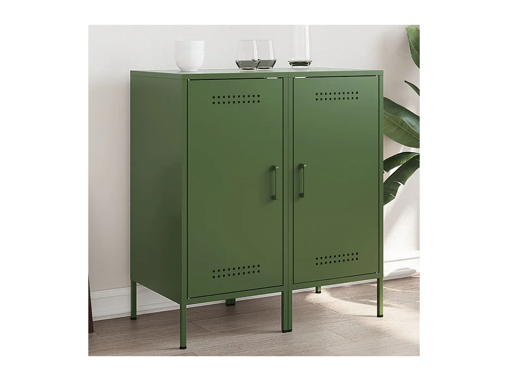 Buffets | Bahuts | Meuble de rangement 2 pcs vert olive 36x39x79 cm acier