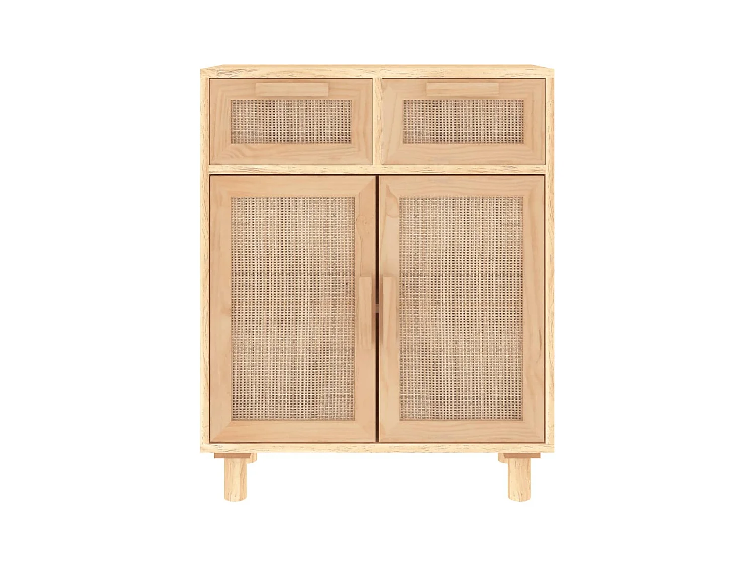 Buffet | Commode à tiroir | Meuble de rangement Marron 60x30x75 cm Bois de pin massif et rotin naturel