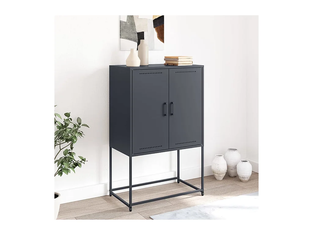 Buffet | Bahut | Meuble de rangement haut anthracite 68,5x38,5x107 cm acier