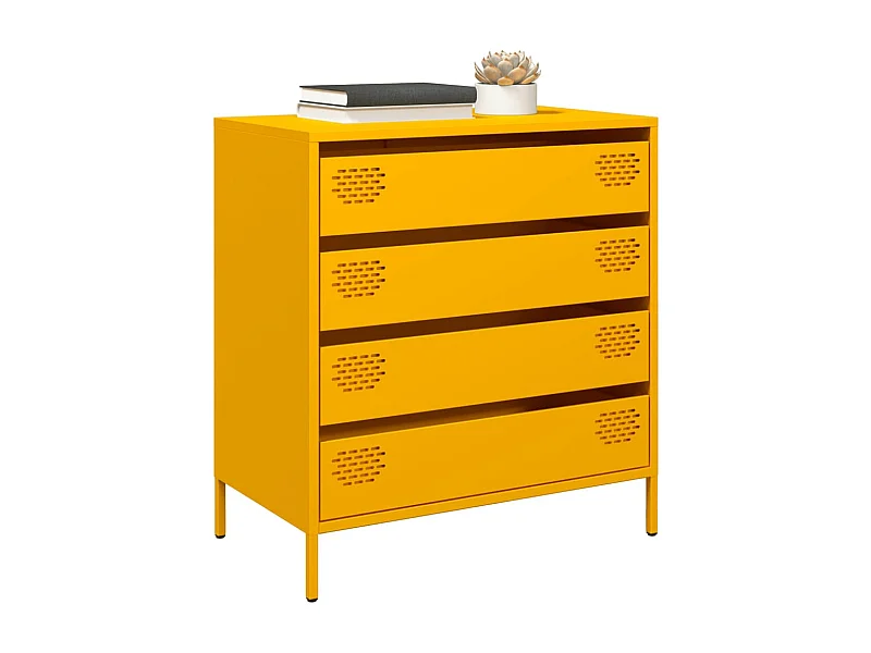 Credenza | Buffet | Armadio Giallo Senape 68x39x73,5 cm Acciaio Laminato a Freddo