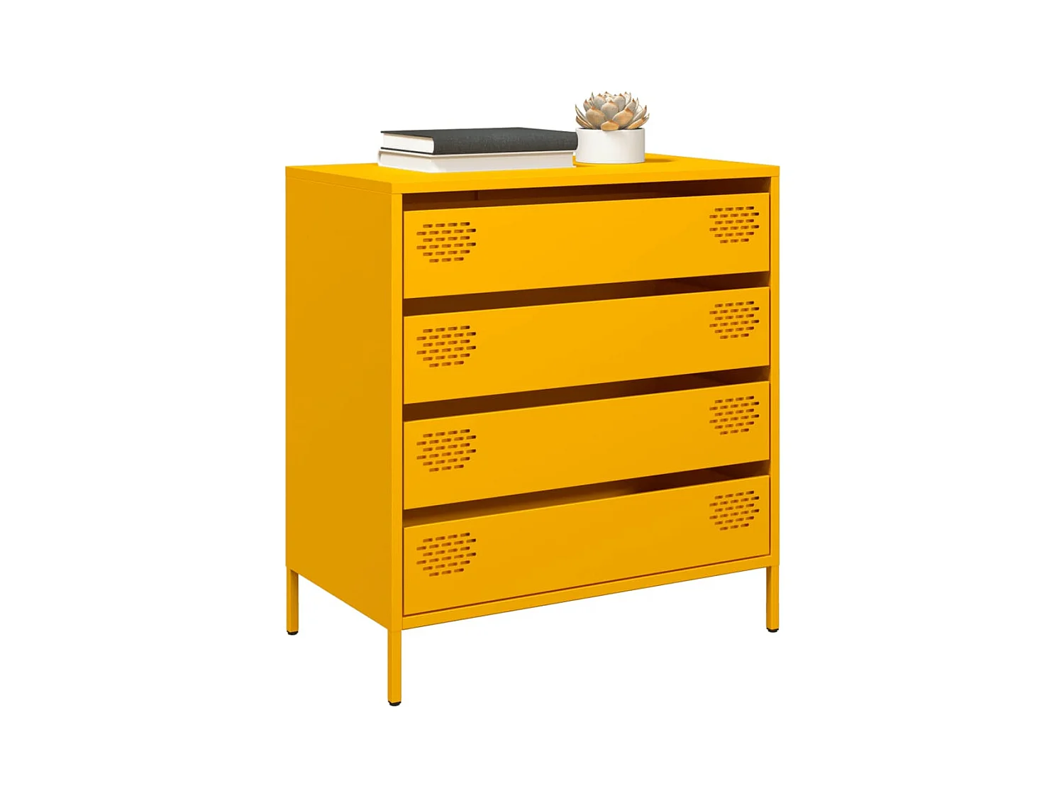 Buffet | Commode à tiroir | Meuble de rangement jaune moutarde 68x39x73,5 cm acier laminé à froid