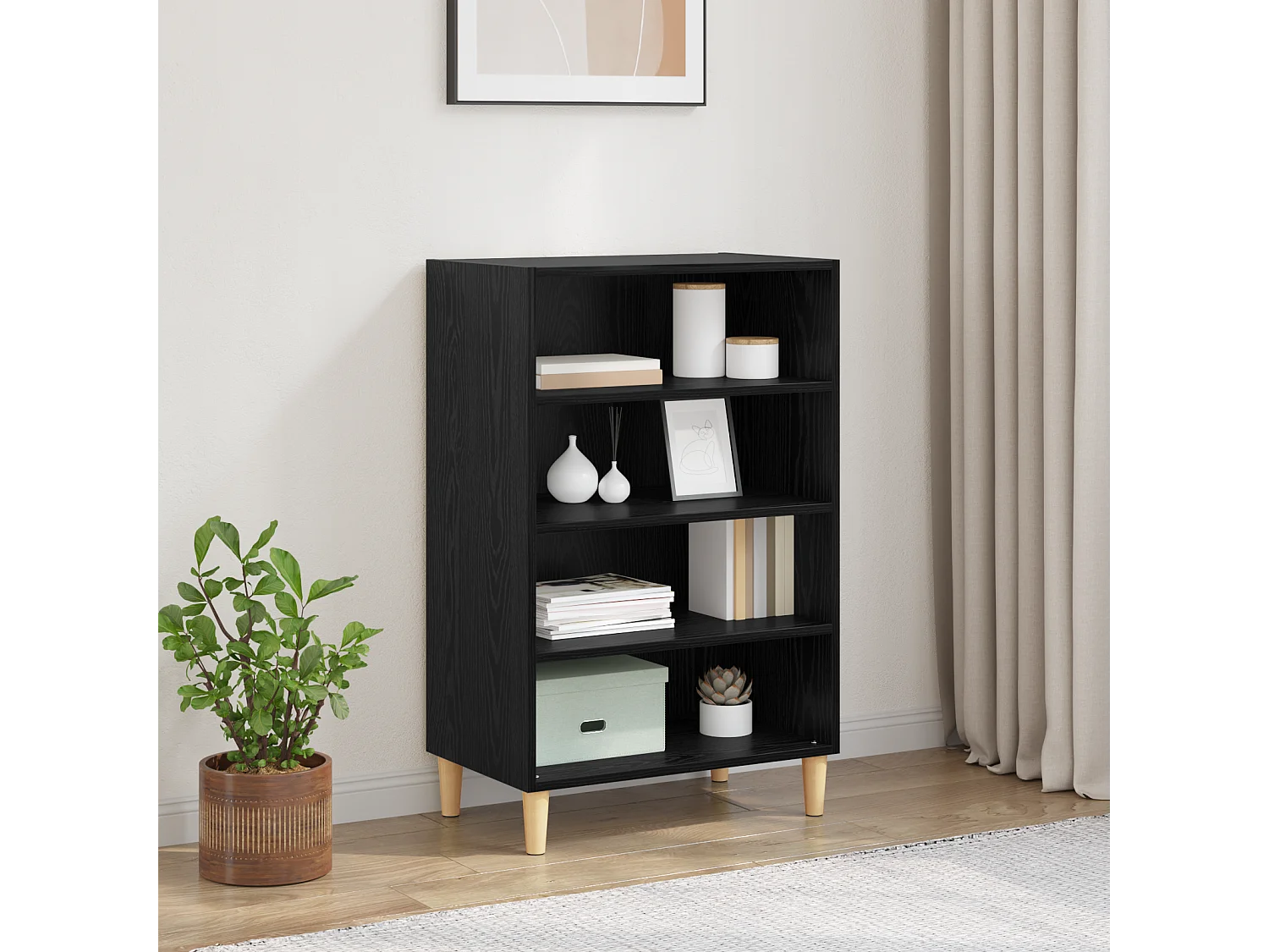 Buffet | Bahut | Meuble de rangement Chêne noir 57 x 35 x 90 cm Bois d'ingénierie
