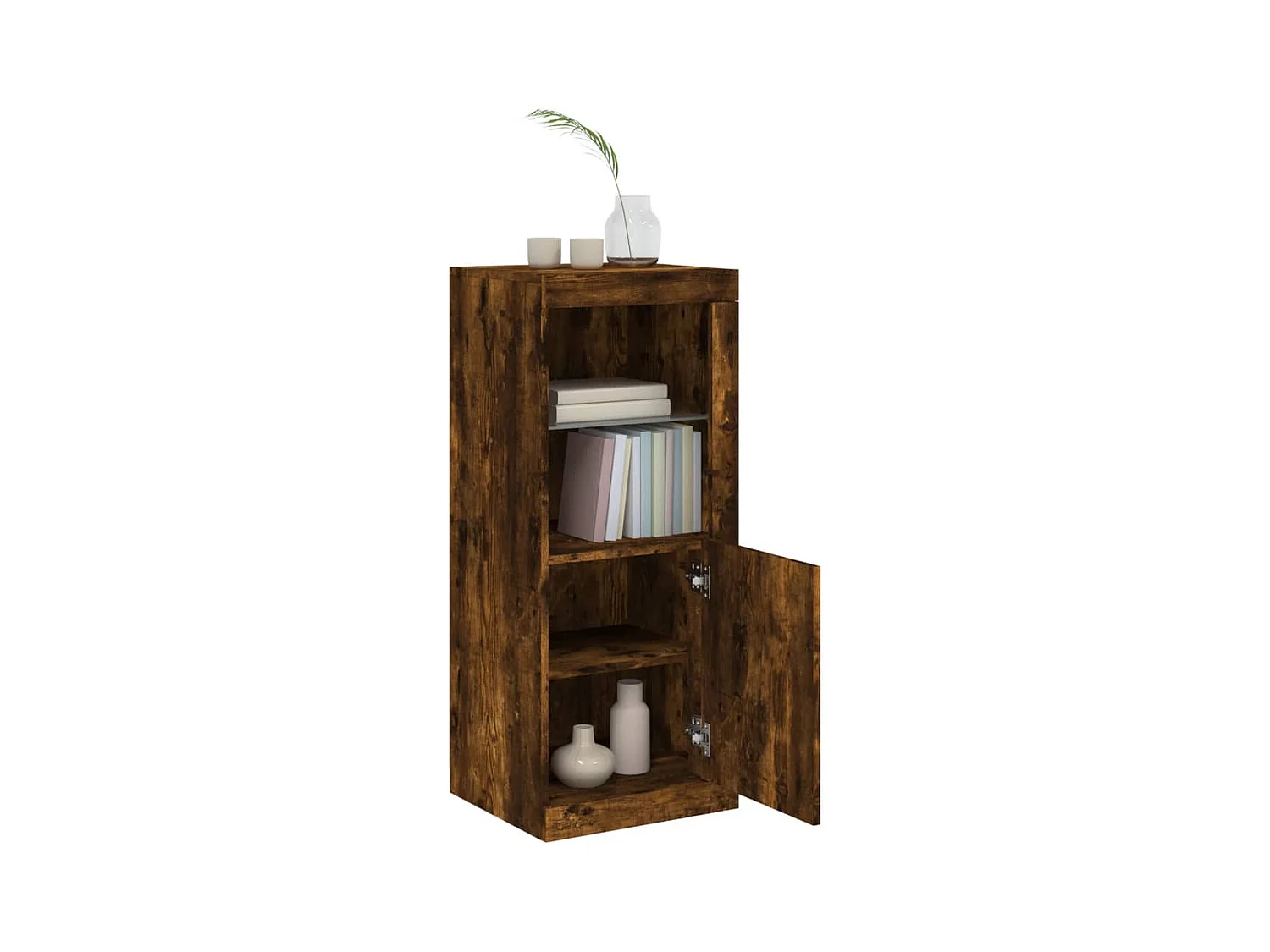 Buffet | Bahut | Meuble de rangement avec lumières LED chêne fumé 41x37x100 cm