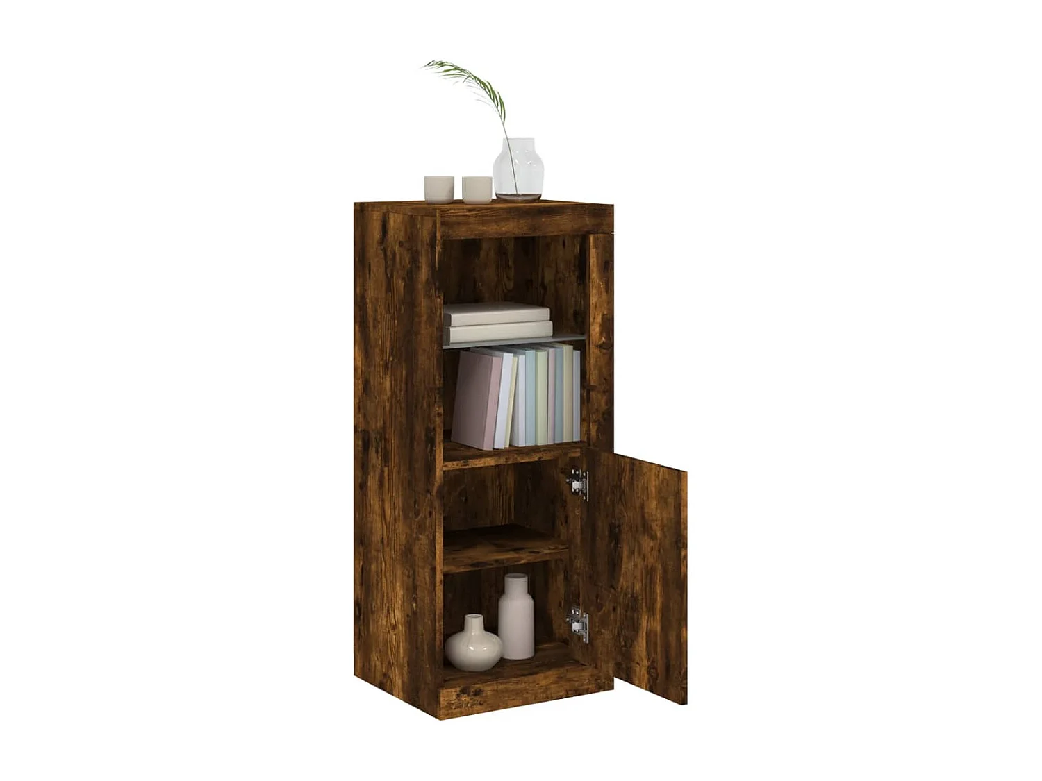 Buffet | Bahut | Meuble de rangement avec lumières LED chêne fumé 41x37x100 cm