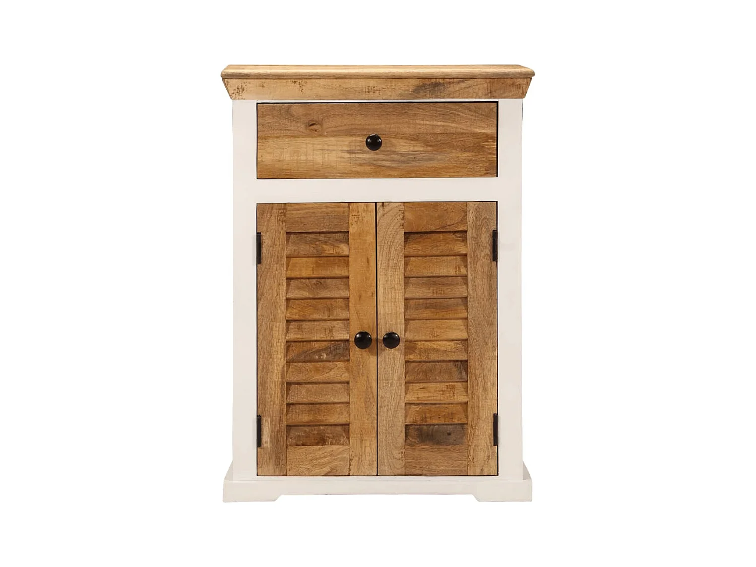 Buffet | Commode à tiroir | Meuble de rangement blanc et marron 55x30x73 cm bois de manguier solide brut