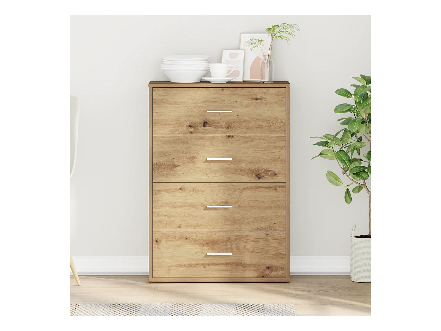 Buffet | Bahut | Meuble de rangement chêne artisanal 60 x 31 x 84 cm Panneau de particules