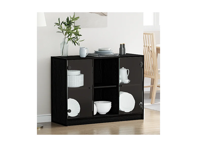 Buffet | Bahut | Meuble de rangement Chêne Noir 102x37x75,5 cm Bois Aggloméré