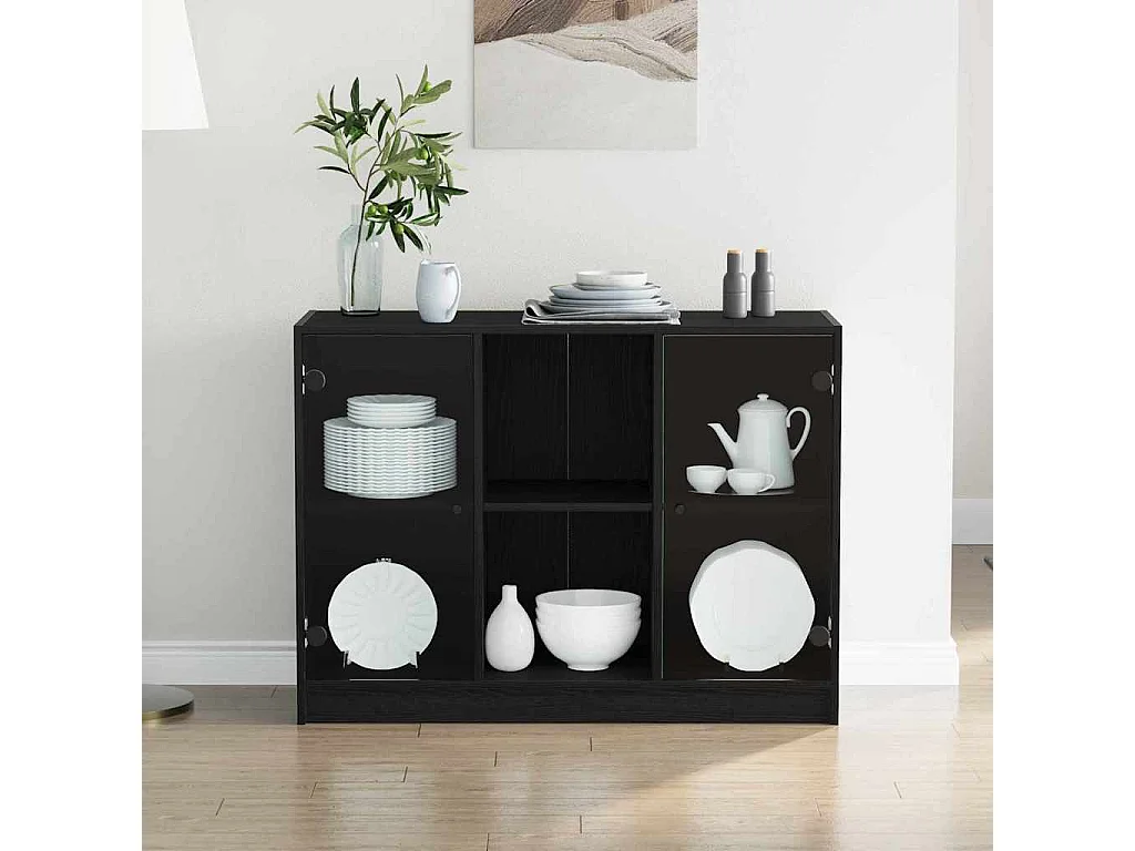 Buffet | Bahut | Meuble de rangement Chêne Noir 102x37x75,5 cm Bois Aggloméré