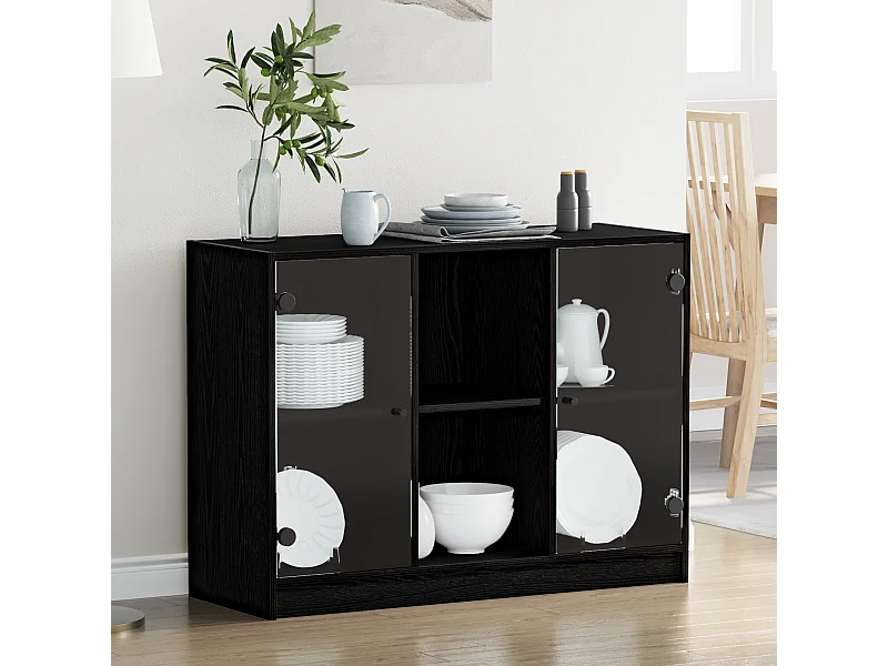 Buffet | Bahut | Meuble de rangement Chêne Noir 102x37x75,5 cm Bois Aggloméré
