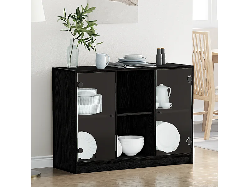 Buffet | Bahut | Meuble de rangement Chêne Noir 102x37x75,5 cm Bois Aggloméré
