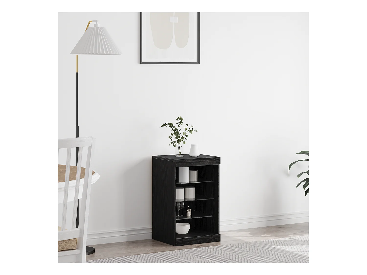 Buffet | Bahut | Meuble de rangement avec lumières LED Chêne Noir 41x37x67 cm