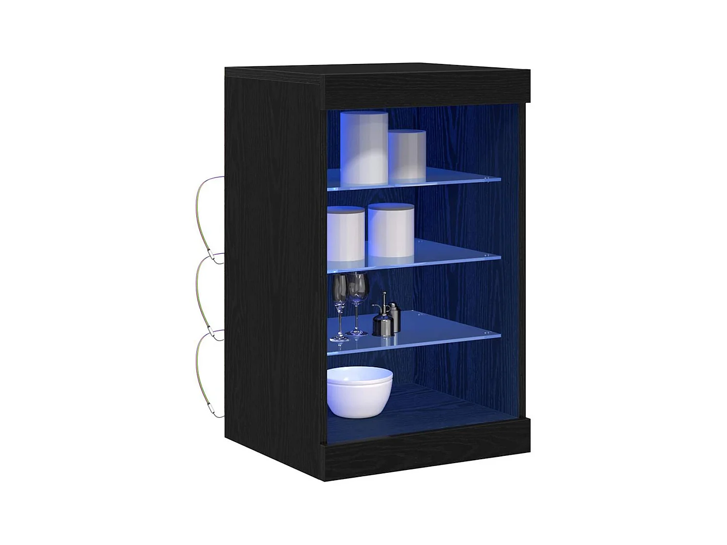 Buffet | Bahut | Meuble de rangement avec lumières LED Chêne Noir 41x37x67 cm