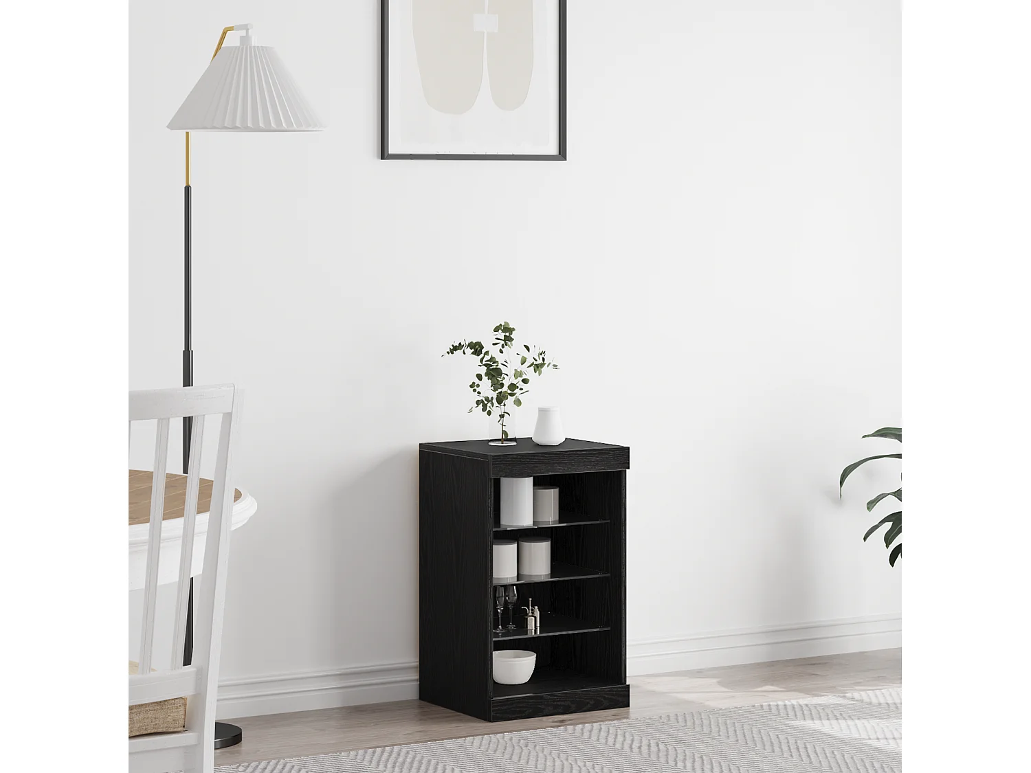 Buffet | Bahut | Meuble de rangement avec lumières LED Chêne Noir 41x37x67 cm