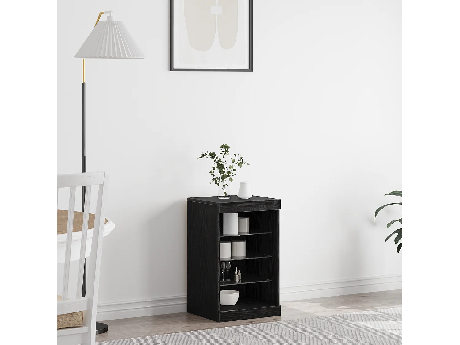 Buffet | Bahut | Meuble de rangement avec lumières LED Chêne Noir 41x37x67 cm