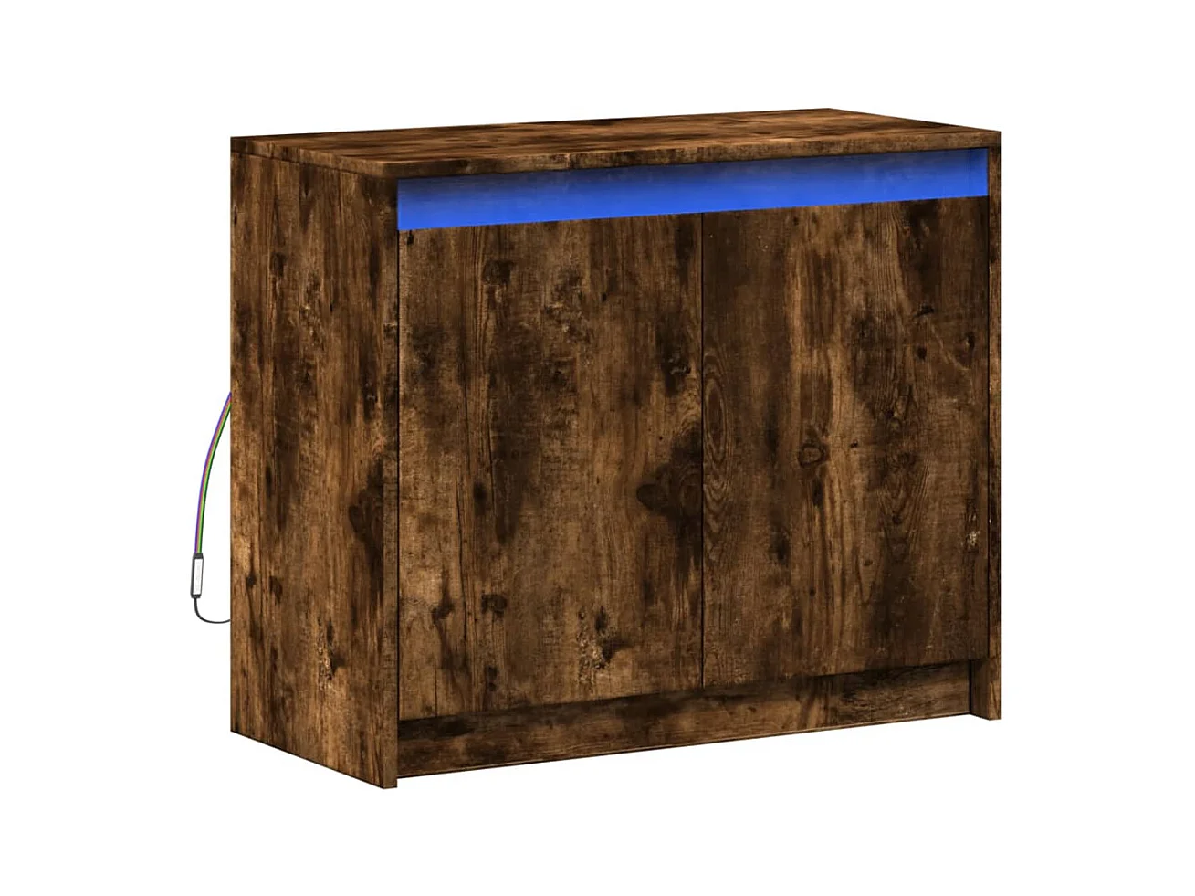 Buffet | Bahut | Meuble de rangement avec LED chêne fumé 72x34x61 cm bois d'ingénierie