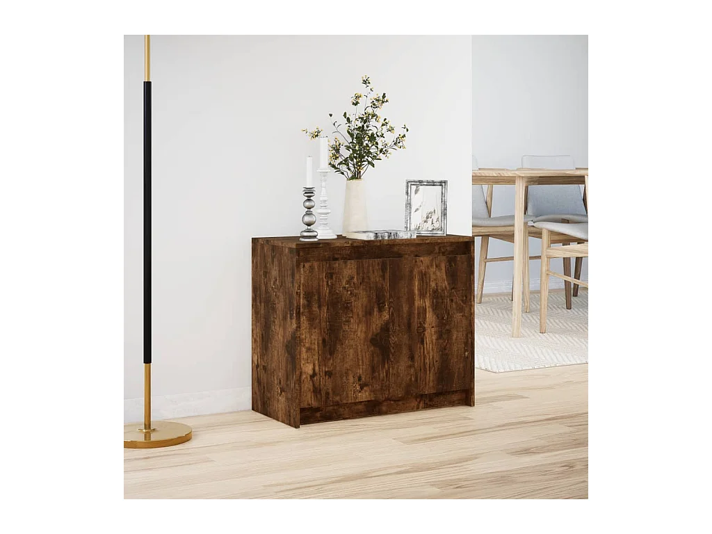 Buffet | Bahut | Meuble de rangement avec LED chêne fumé 72x34x61 cm bois d'ingénierie