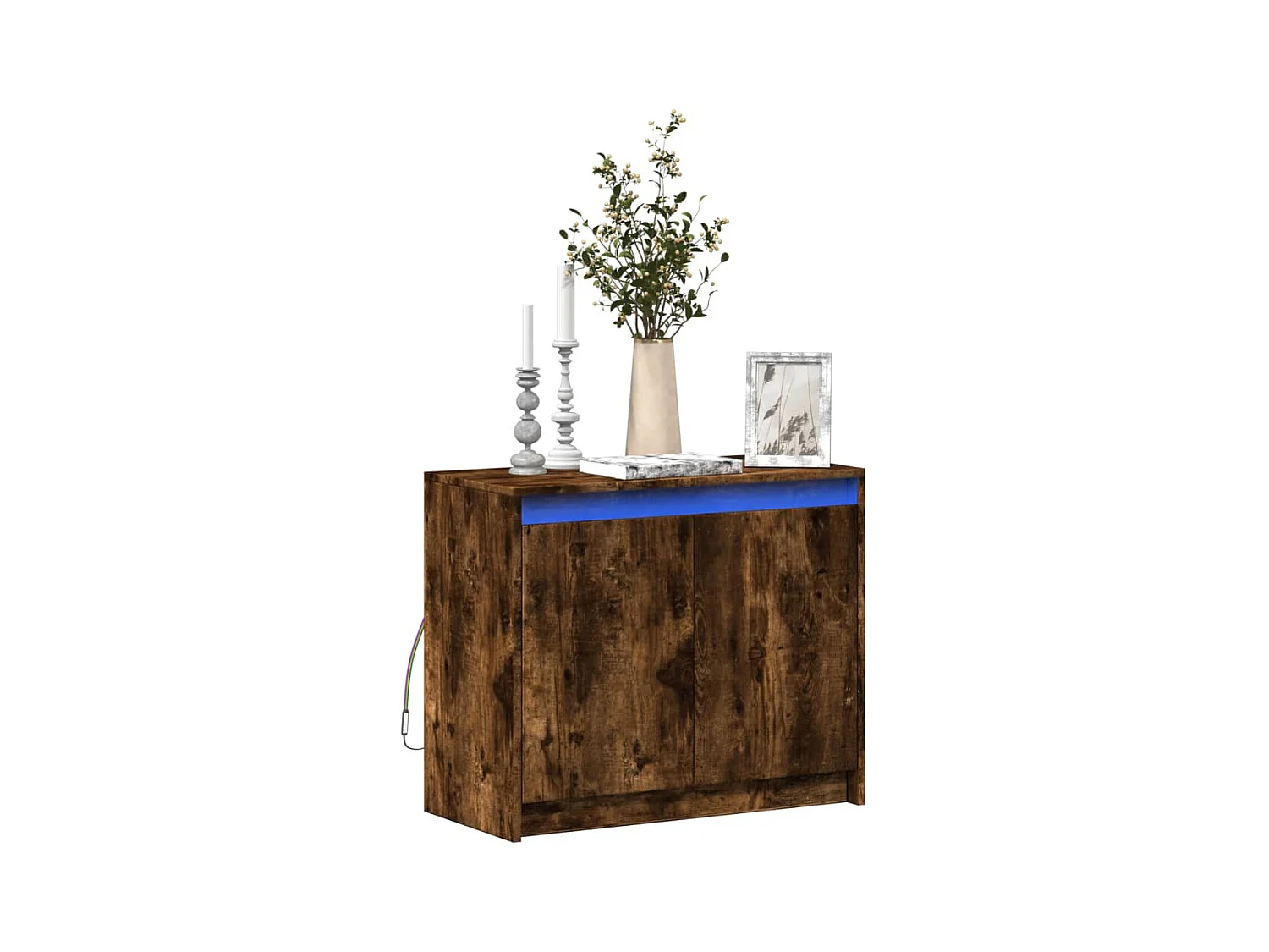 Credenza | Buffet | Armadio con LED Rovere Fumo 72x34x61 cm in Legno Multistrato