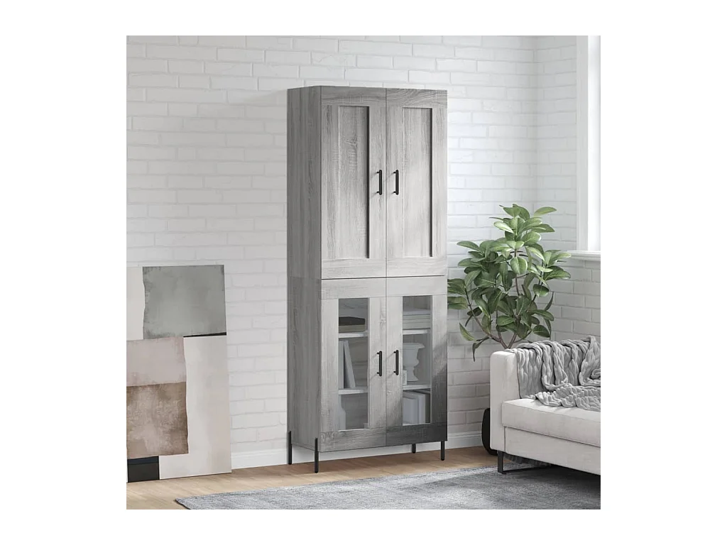 Buffet | Bahut | Meuble de rangement haut Sonoma gris 69,5x34x180 cm Bois d'ingénierie