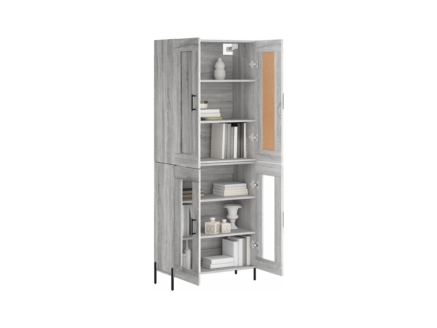 Buffet | Bahut | Meuble de rangement haut Sonoma gris 69,5x34x180 cm Bois d'ingénierie