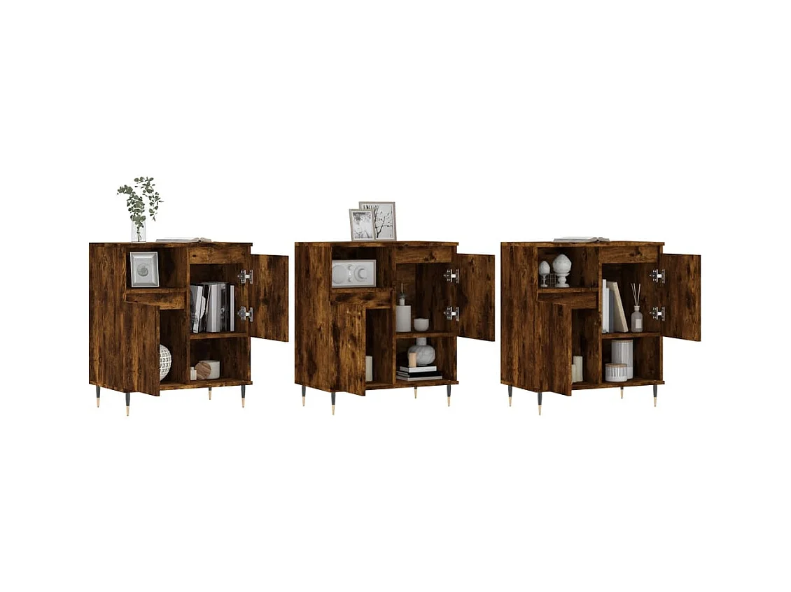 Buffets | Bahuts | Meuble de rangement 3 pcs Chêne fumé Bois d'ingénierie