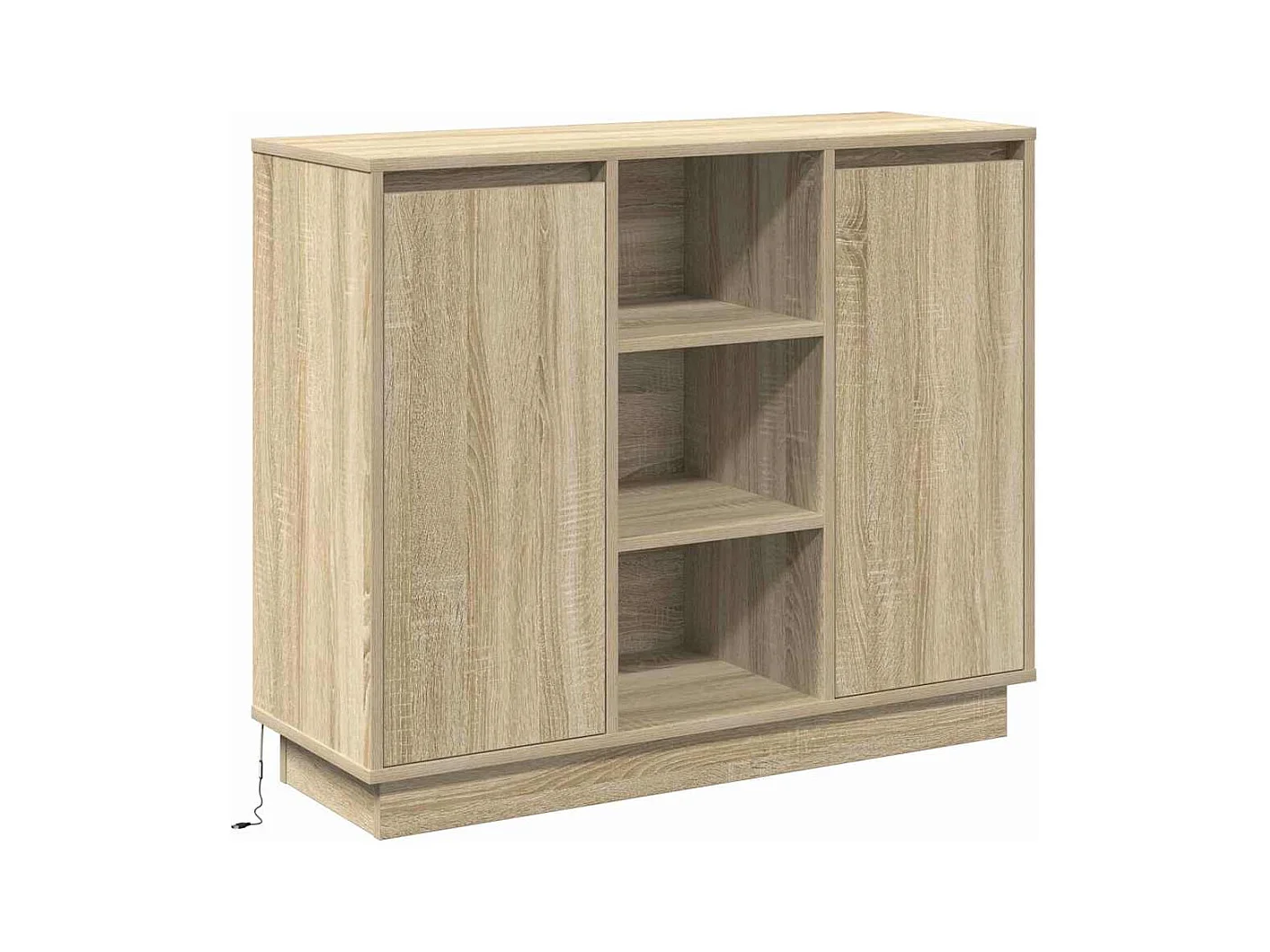 Buffet | Bahut | Meuble de rangement avec LED en chêne Sonoma 90x32x75 cm en bois d'ingénierie