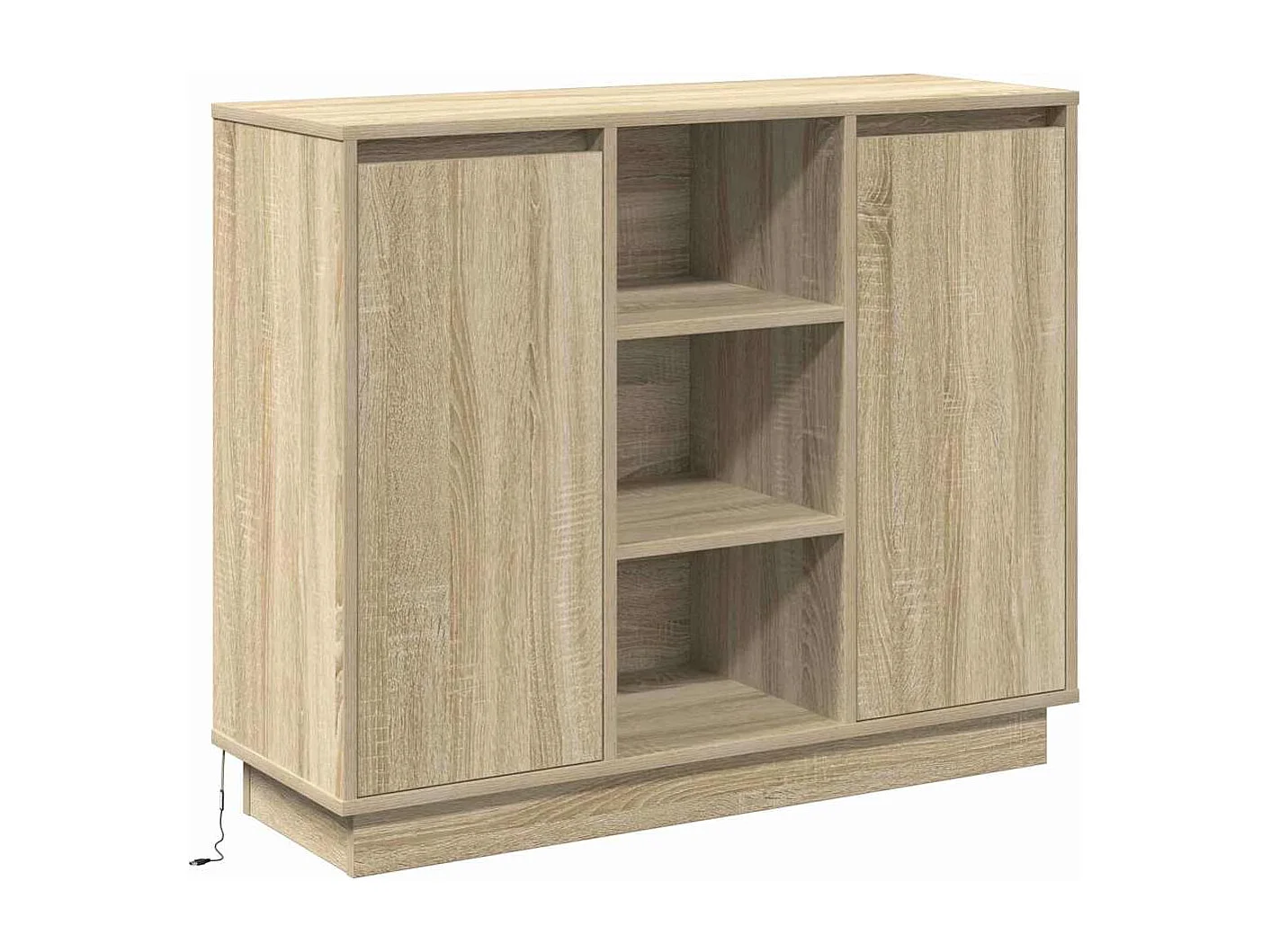 Buffet | Bahut | Meuble de rangement avec LED en chêne Sonoma 90x32x75 cm en bois d'ingénierie