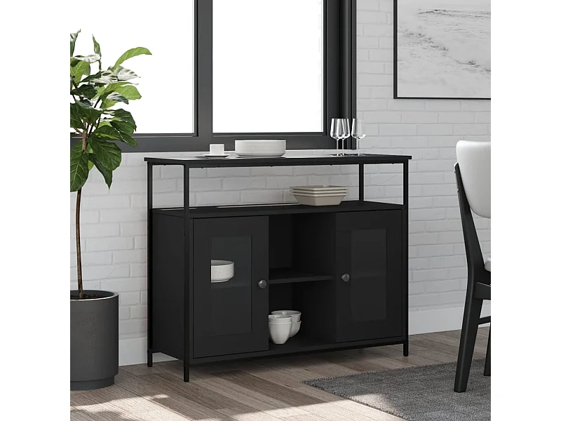 Buffet | Bahut | Meuble de rangement noir 100x35x80 cm bois d'ingénierie