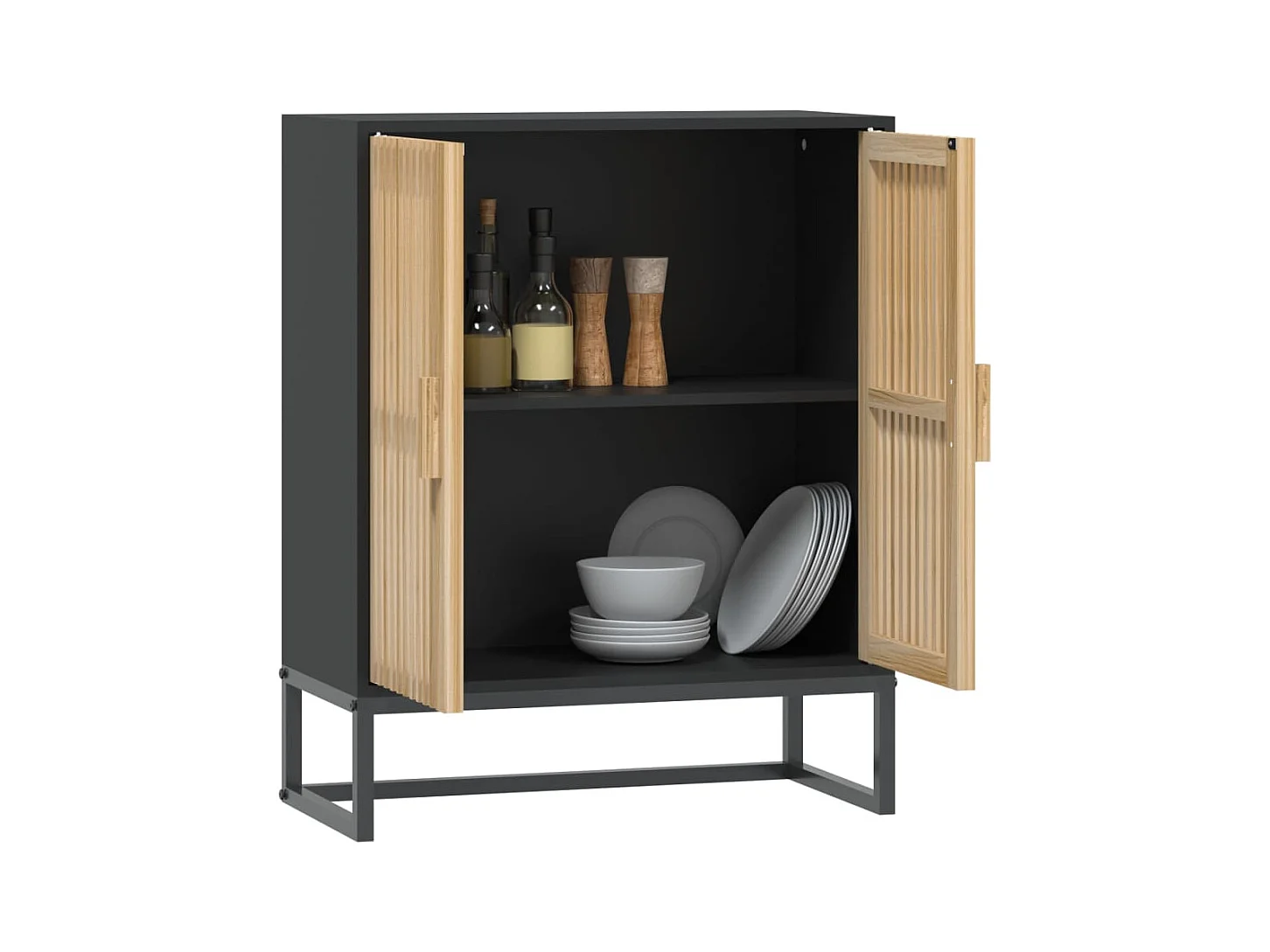 Buffet | Bahut | Meuble de rangement noir 60x30x75 cm bois d'ingénierie