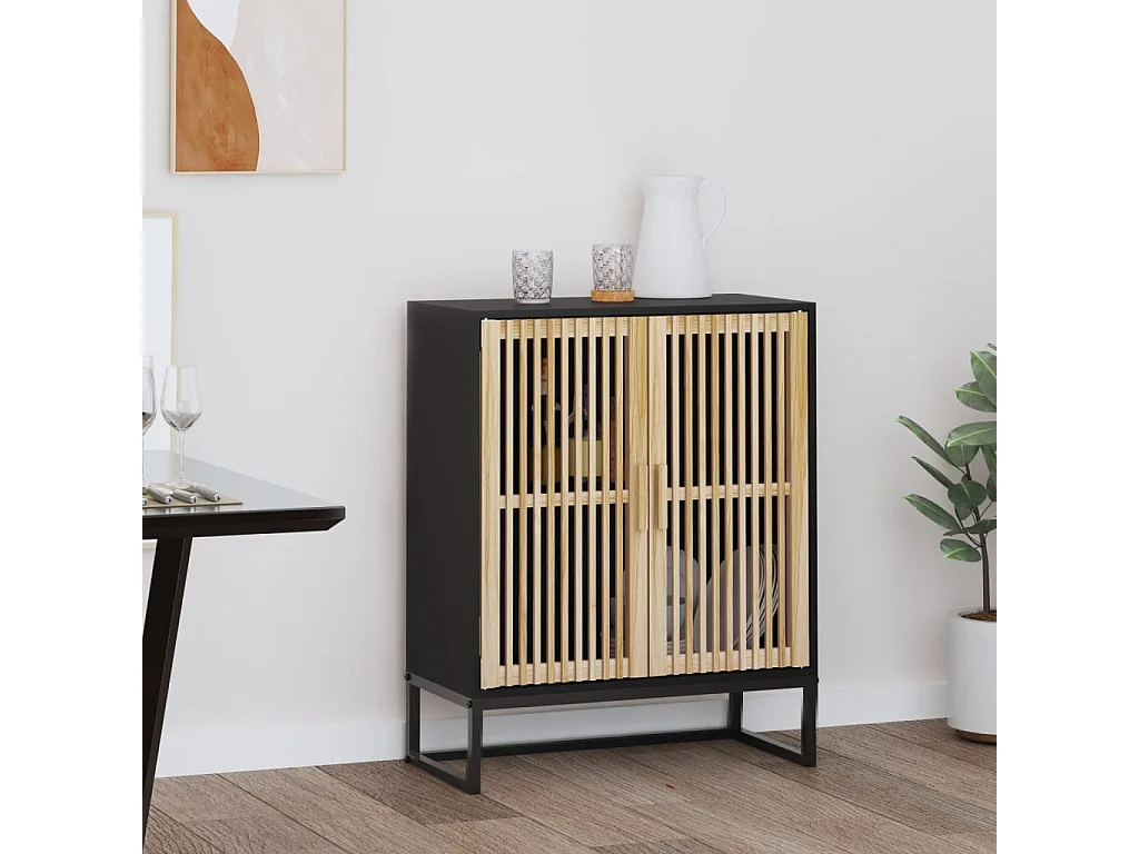 Buffet | Bahut | Meuble de rangement noir 60x30x75 cm bois d'ingénierie