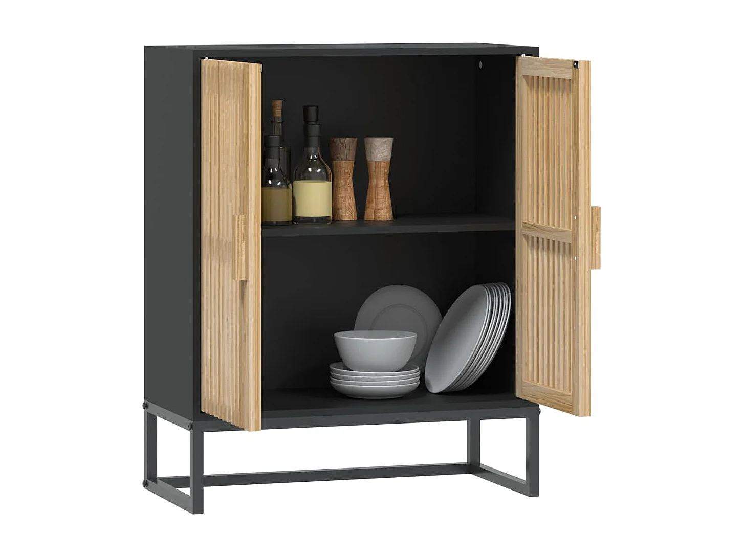 Buffet | Bahut | Meuble de rangement noir 60x30x75 cm bois d'ingénierie