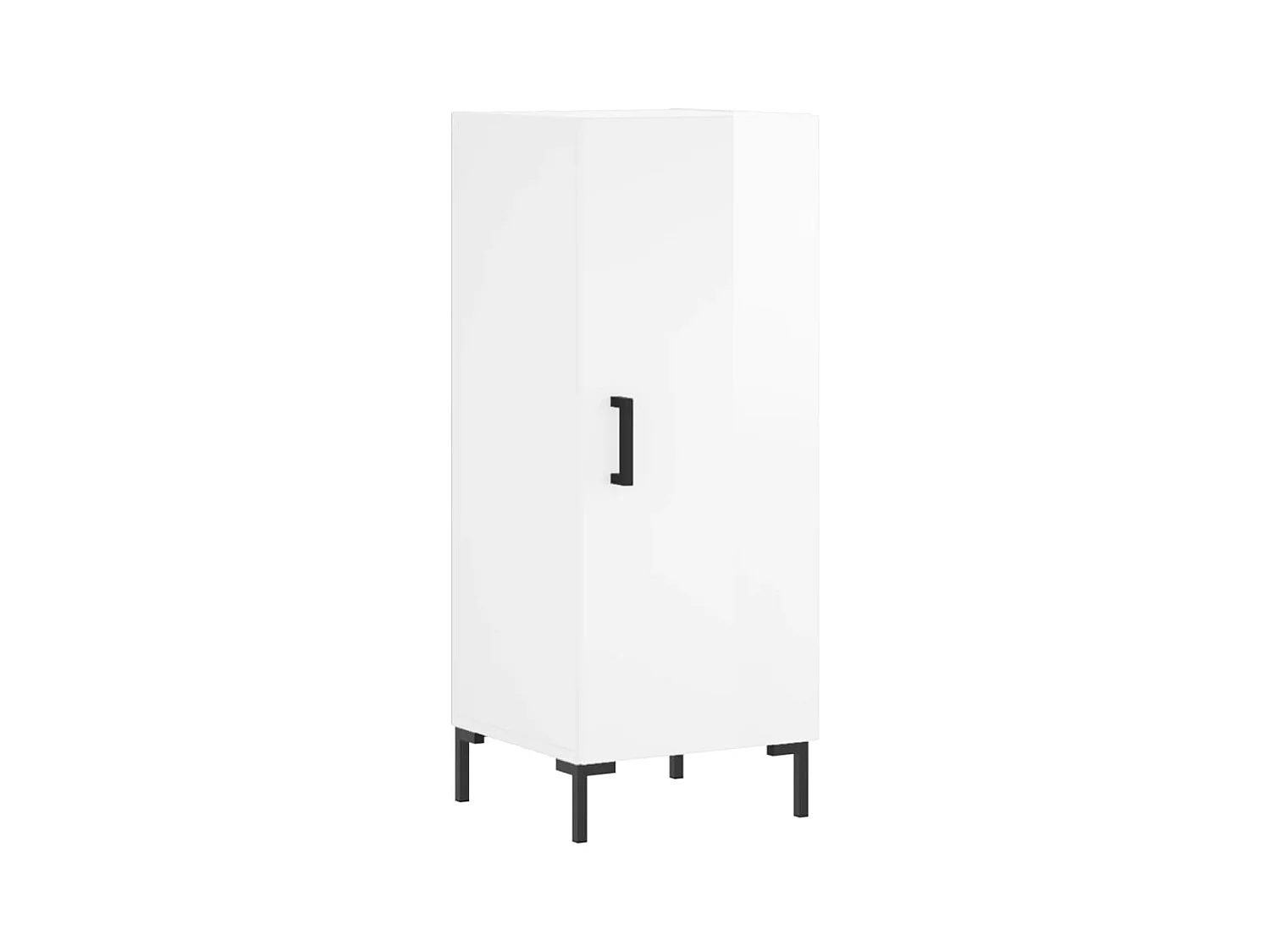 Credenza | Buffet | Armadio Bianco Lucido 34,5x34x90 cm in Legno Multistrato