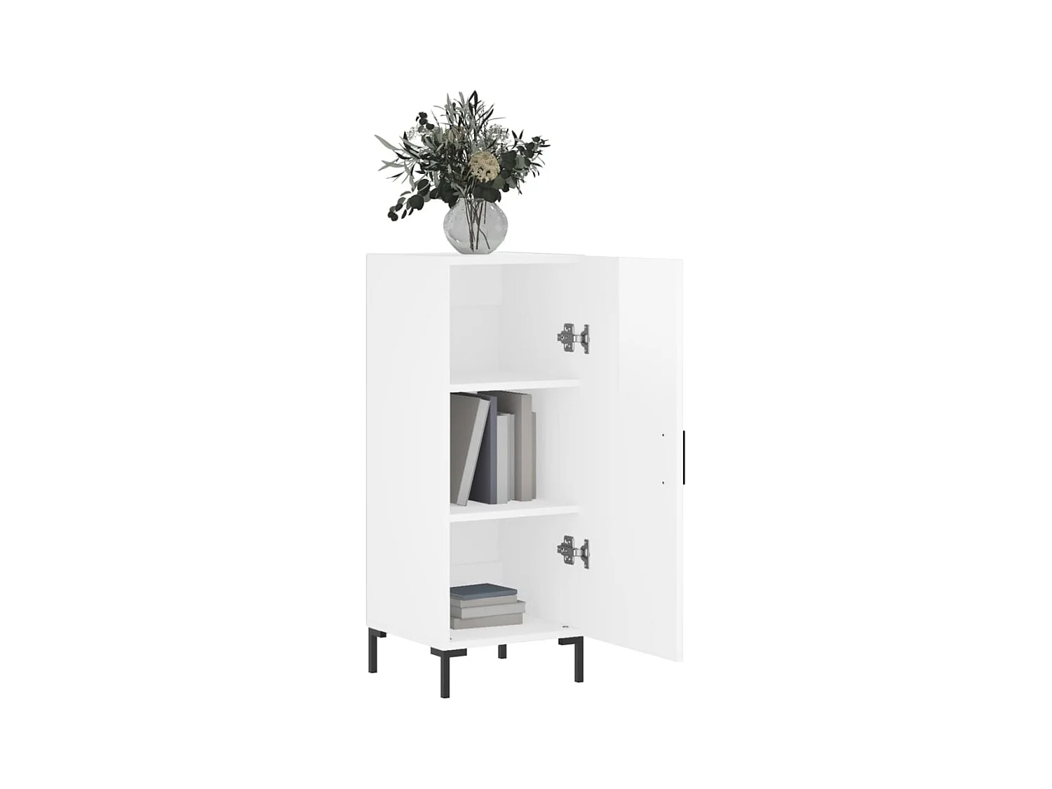 Credenza | Buffet | Armadio Bianco Lucido 34,5x34x90 cm in Legno Multistrato