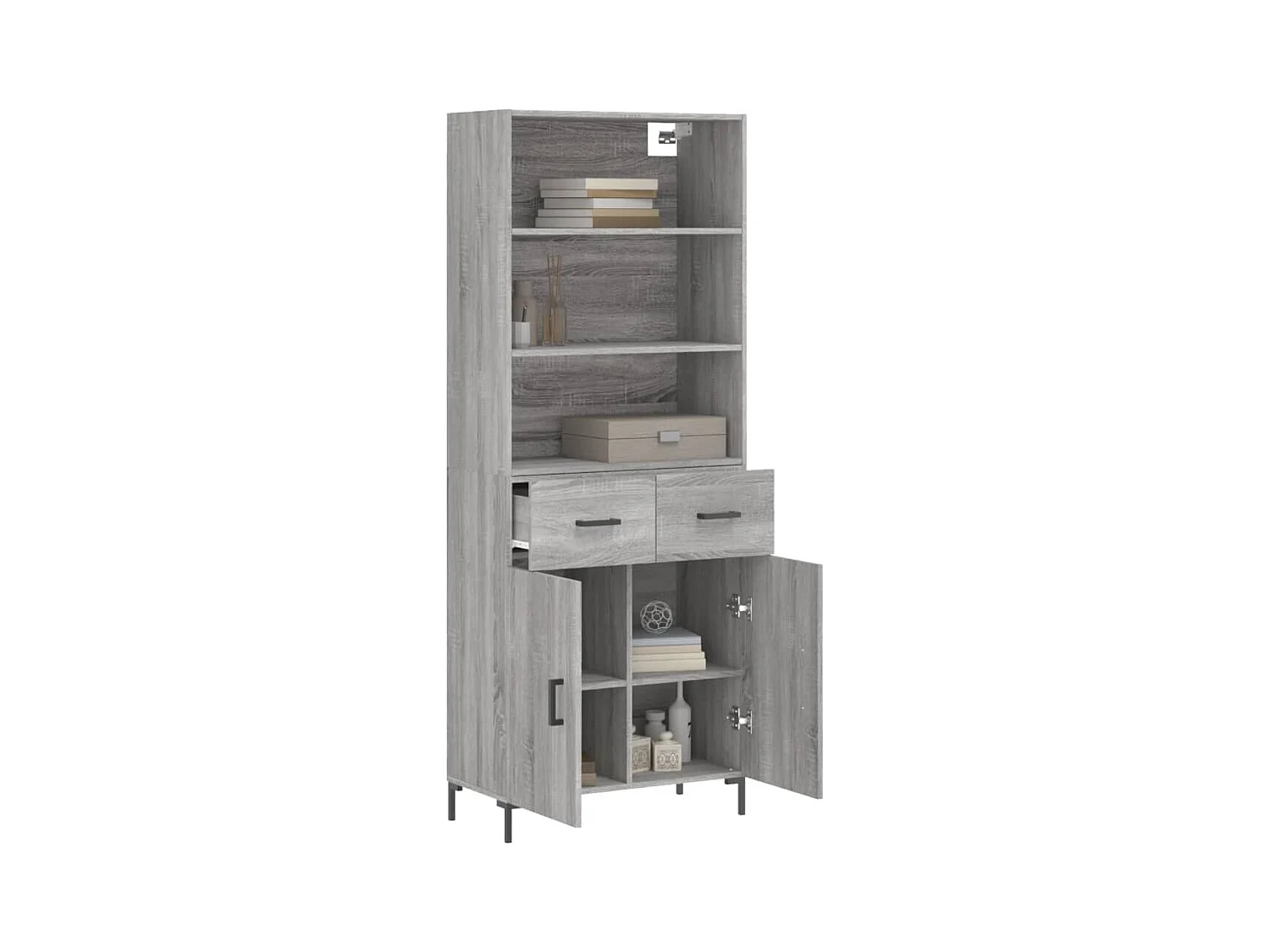 Buffet | Bahut | Meuble de rangement haut Sonoma gris 69,5x34x180 cm Bois d'ingénierie