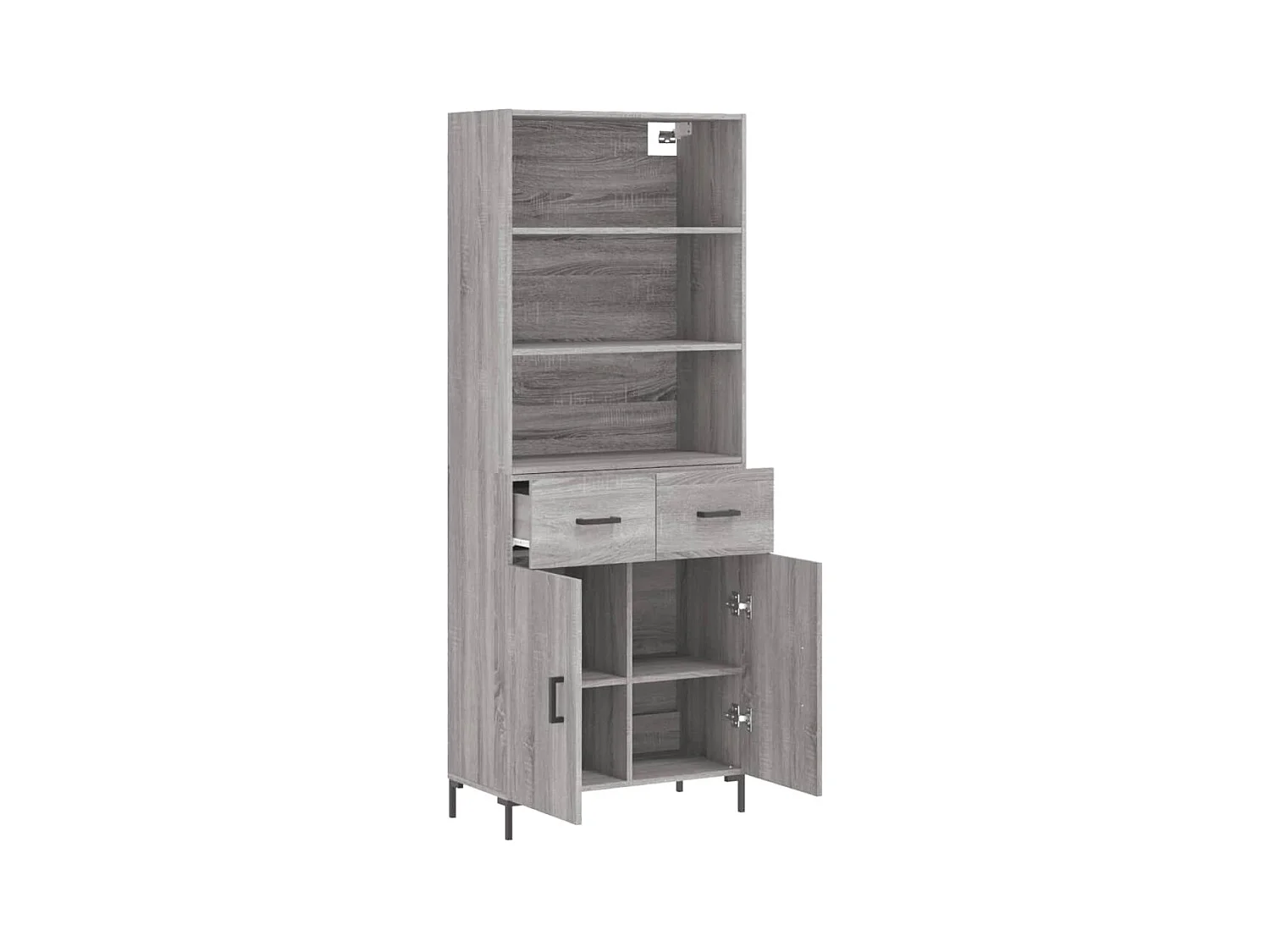 Buffet | Bahut | Meuble de rangement haut Sonoma gris 69,5x34x180 cm Bois d'ingénierie