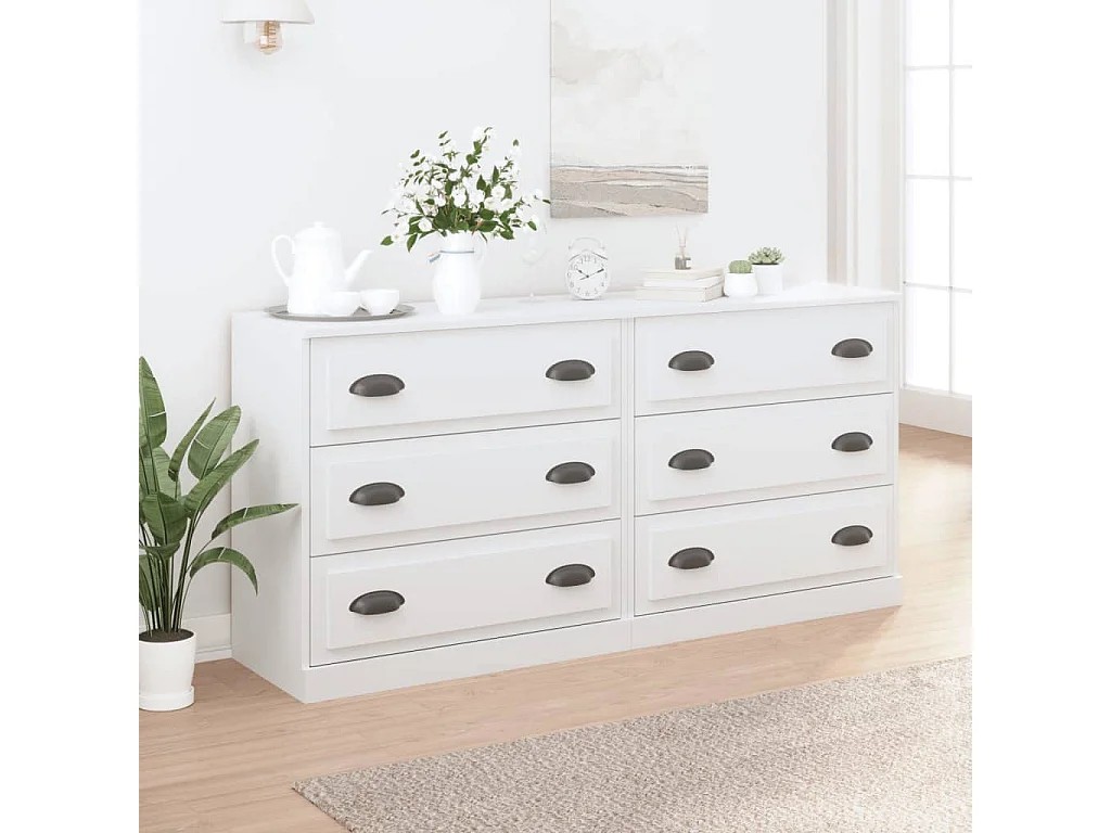 Buffets | Bahuts | Meuble de rangement 2 pcs blanc bois d'ingénierie