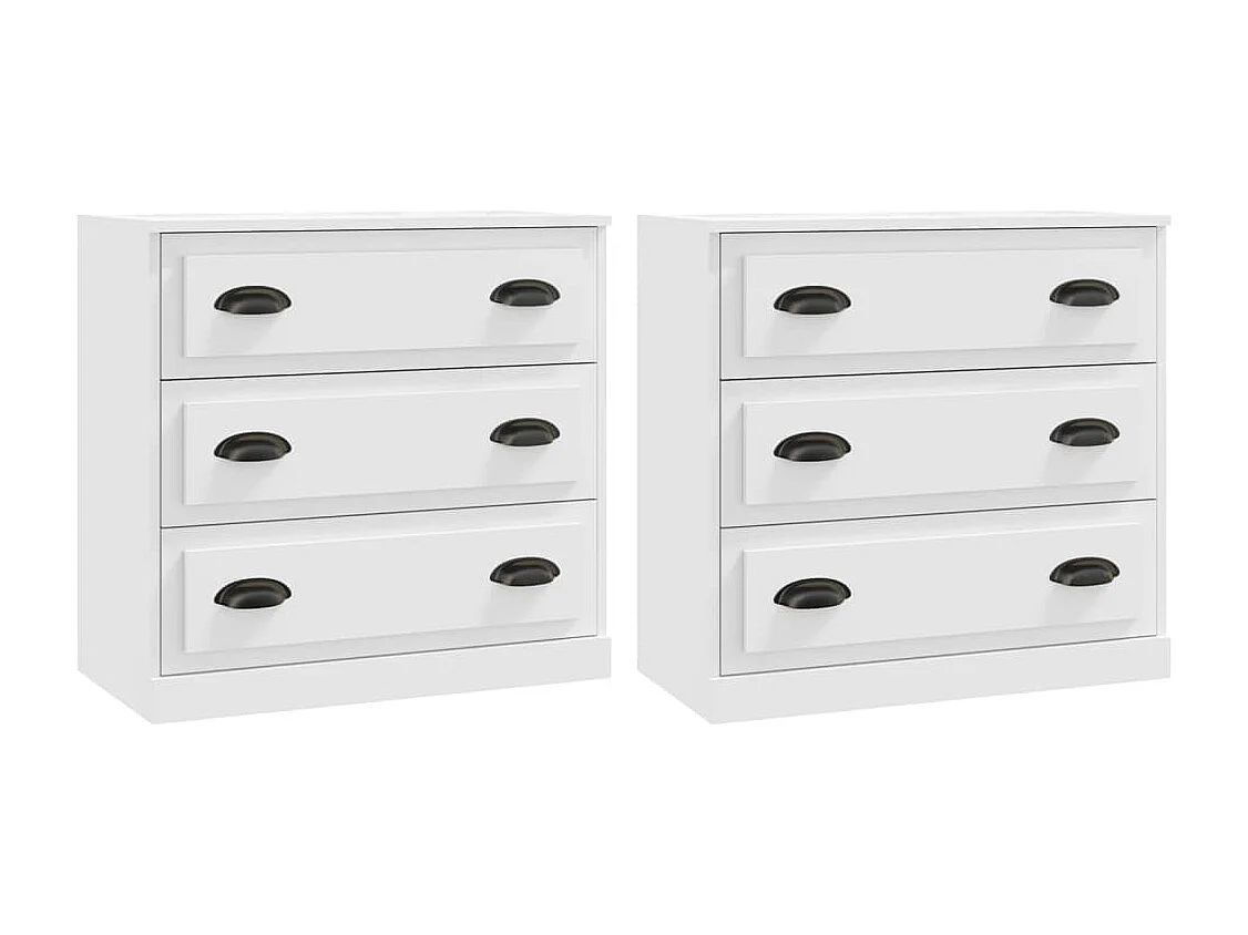 Buffets | Bahuts | Meuble de rangement 2 pcs blanc bois d'ingénierie