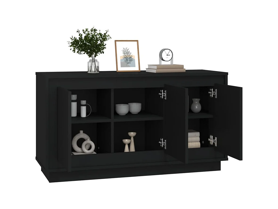 Buffet | Bahut | Meuble de rangement noir 102x35x55 cm bois d'ingénierie