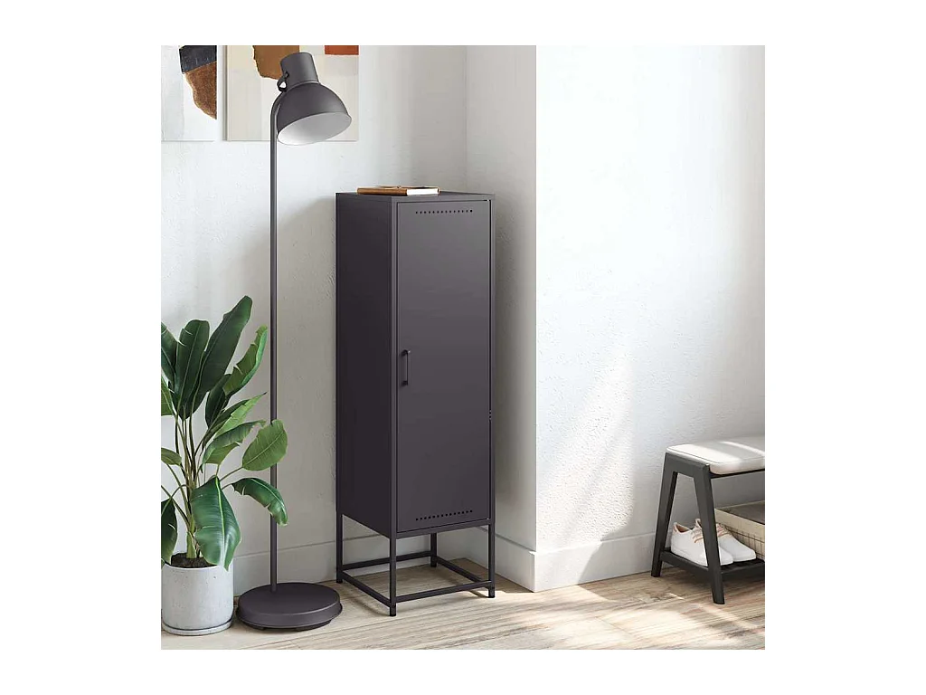 Buffet | Bahut | Meuble de rangement haut noir 36x39x123 cm acier