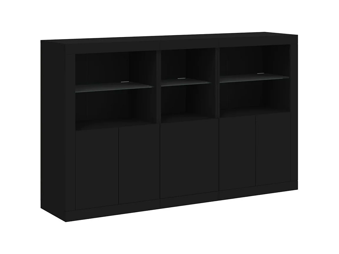Buffet | Bahut | Meuble de rangement avec lumières LED noir 162x37x100 cm