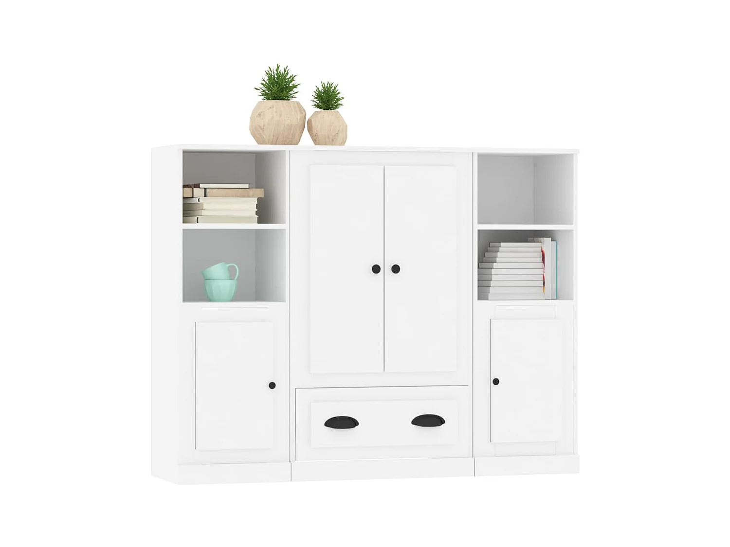 Credenze | Buffet | Armadi 3 pz Bianche in Legno Multistrato