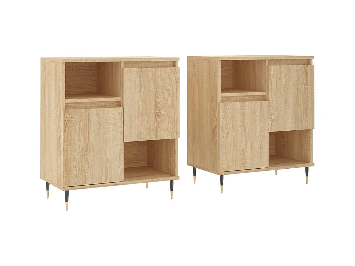 Buffets | Bahuts | Meuble de rangement 2 pcs chêne sonoma bois d'ingénierie
