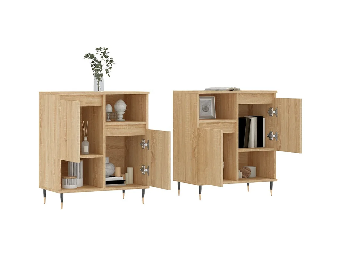 Buffets | Bahuts | Meuble de rangement 2 pcs chêne sonoma bois d'ingénierie