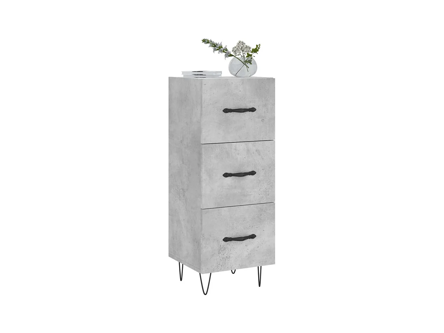 Buffet | Bahut | Meuble de rangement Gris béton 34,5x34x90 cm Bois d'ingénierie