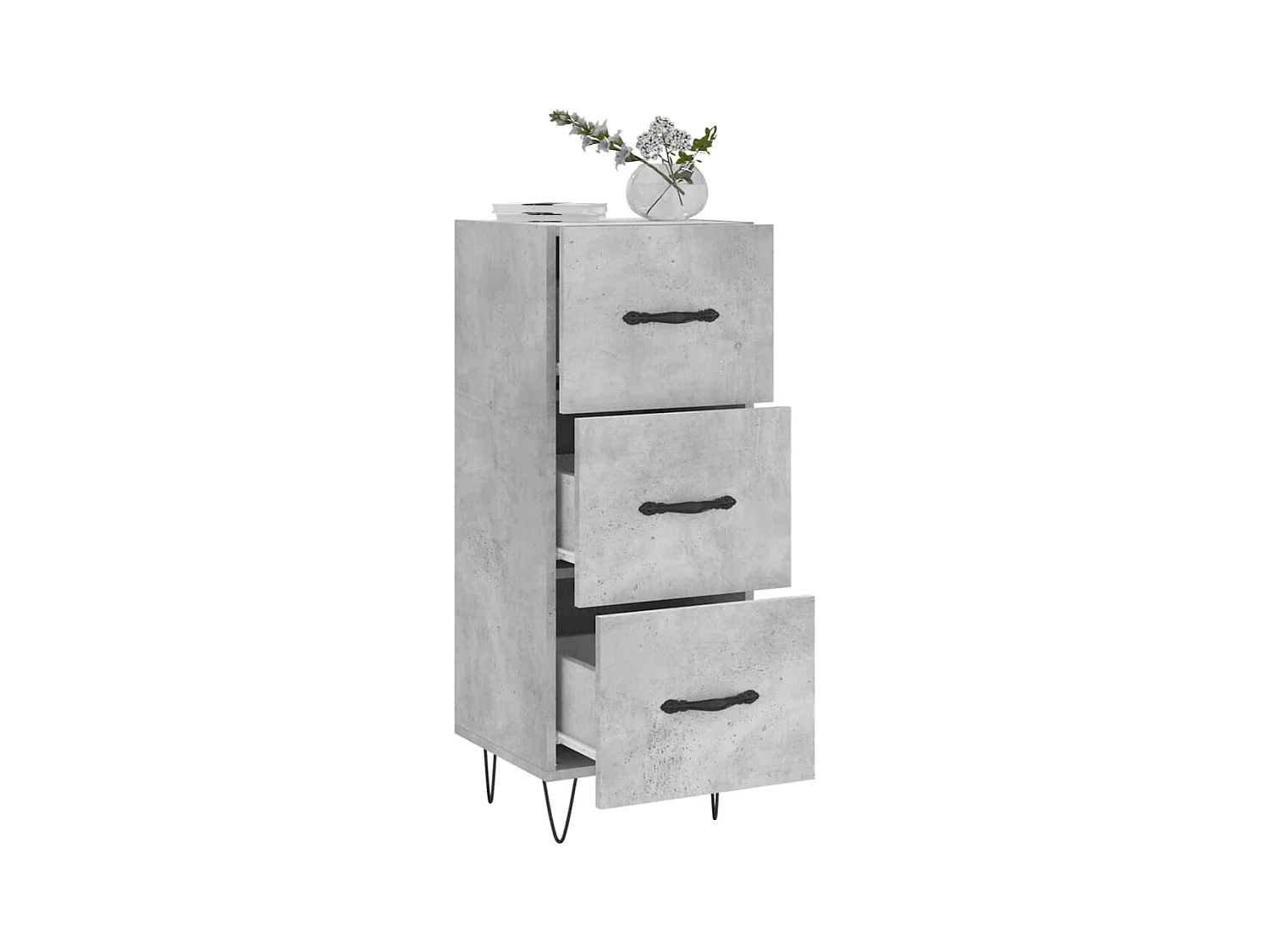 Buffet | Bahut | Meuble de rangement Gris béton 34,5x34x90 cm Bois d'ingénierie