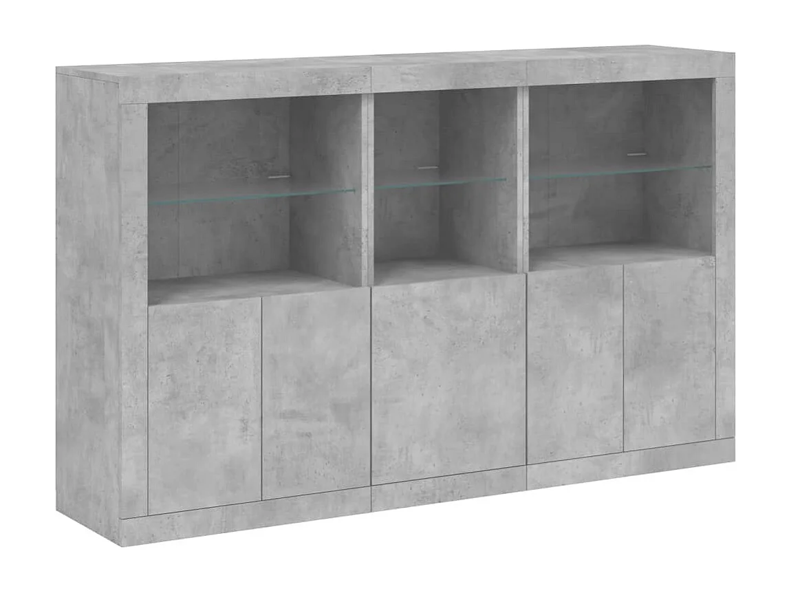 Buffet | Bahut | Meuble de rangement avec lumières LED gris béton 162x37x100 cm