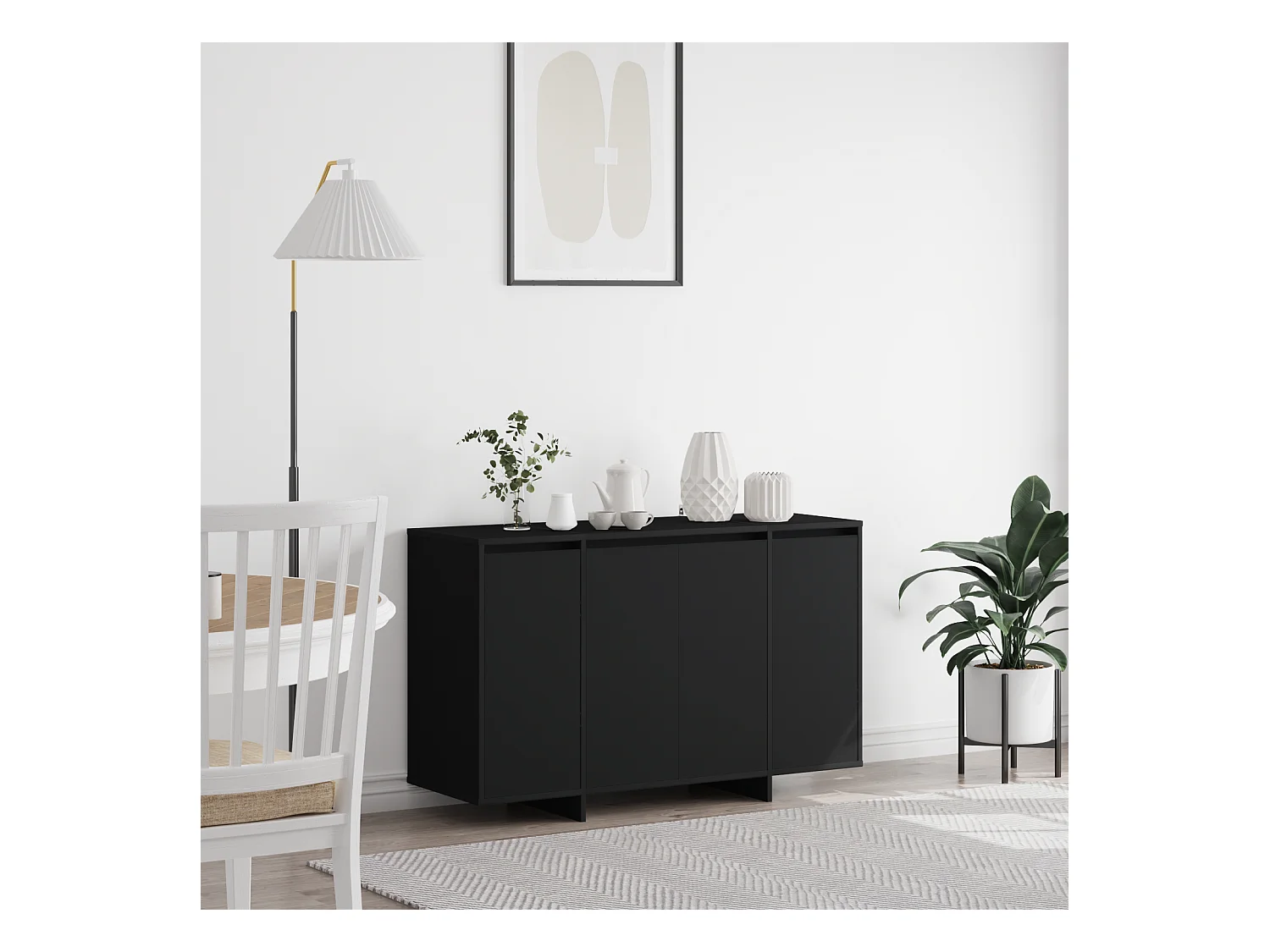 Credenza | Buffet | Armadio Nera Nero Legno ingegnerizzato 120 x 41 x 75 cm
