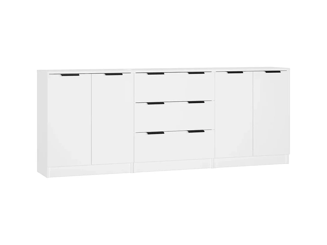 Buffet | Commode à tiroir | Meuble de rangements | Bahuts | Meuble de rangement 3 pcs Blanc Bois d'ingénierie