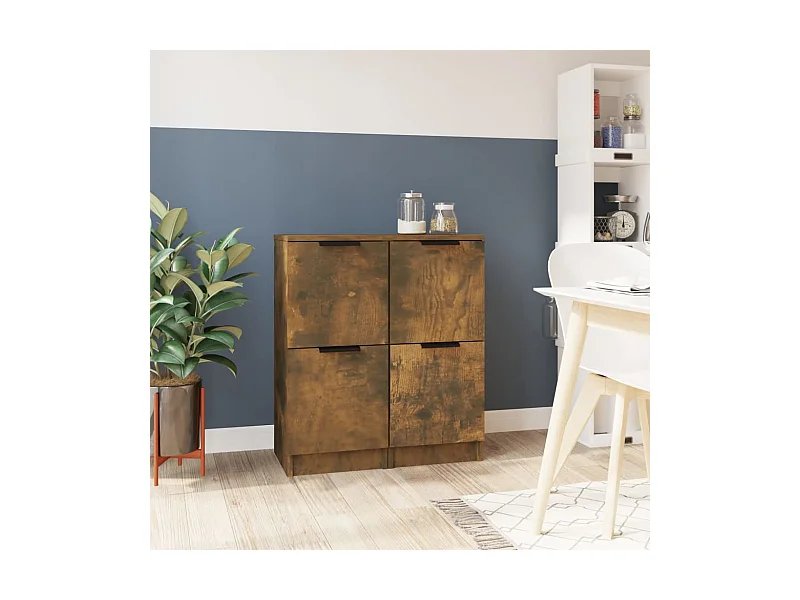 Buffets | Bahuts | Meuble de rangement 2 pcs Chêne fumé 30x30x70 cm Bois d'ingénierie