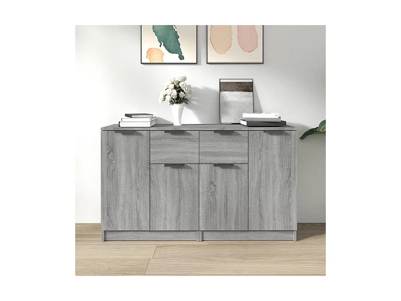 Buffets | Bahuts | Meuble de rangement 2 pcs Sonoma gris 60x30x70 cm Bois d'ingénierie
